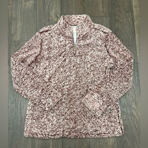 Weatherproof Vintage Mauve Sherpa Pullover Quarter Zip Size L